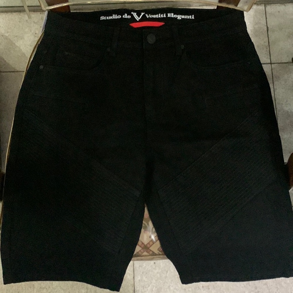 Versace 1969 Black Moto Jean Shorts